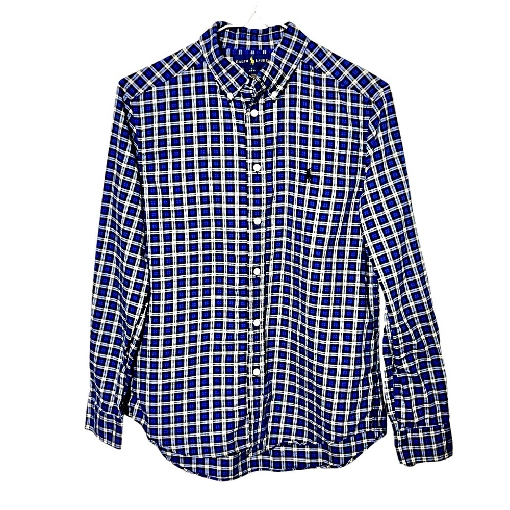 Ralph Lauren Button Down Plaid Long Sleeve Shirt Size Large (14/16)